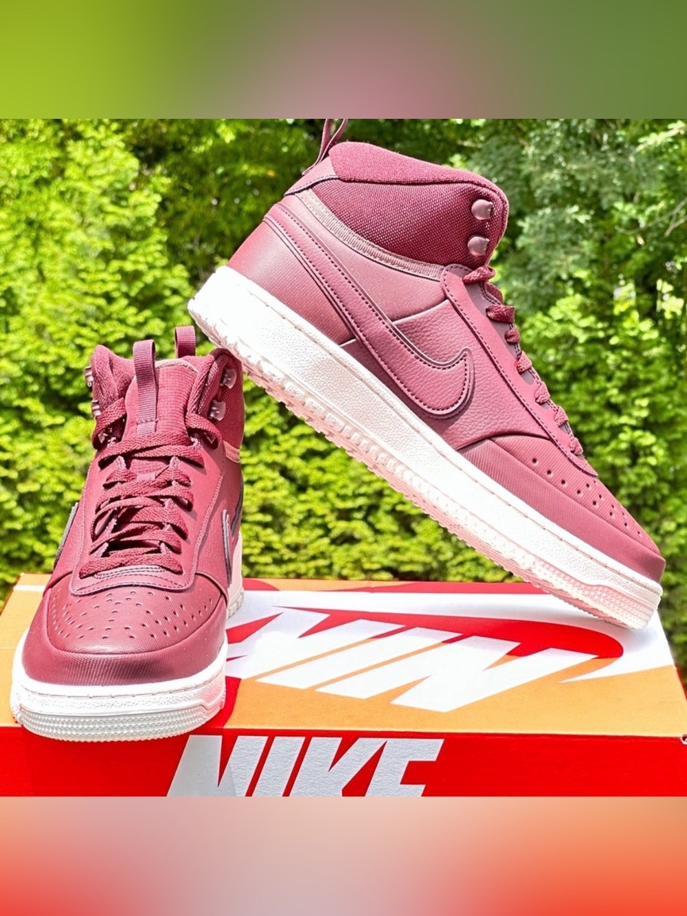 Nike Court Vision Mid Rise Burgundy Casual Sneaker Boot -US Mens 9 | 9.5 NEW